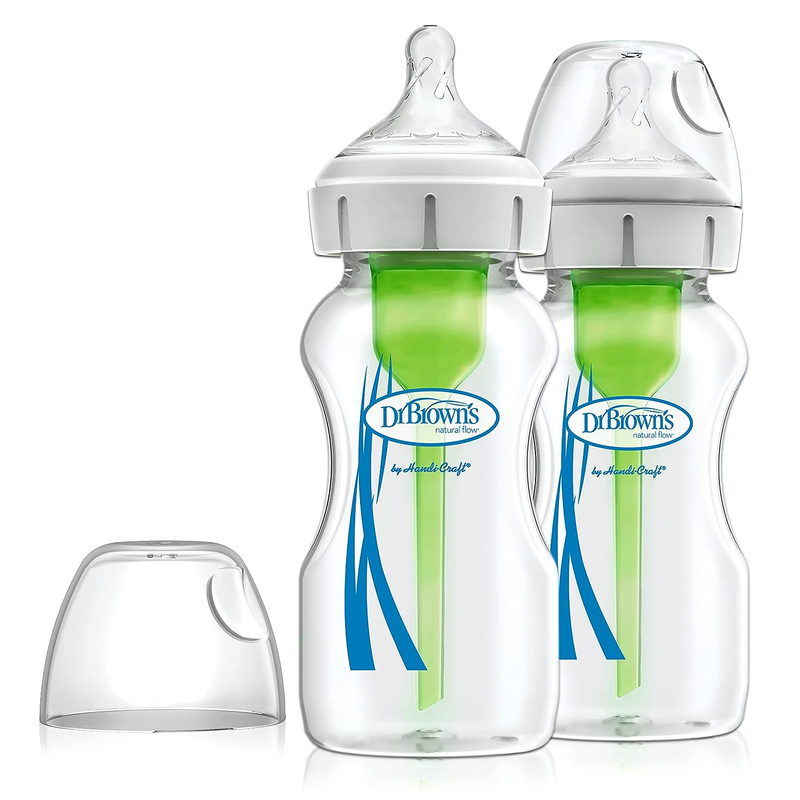 Options Glass Wide-Neck Baby Bottles, 2-Pack, 9 Oz