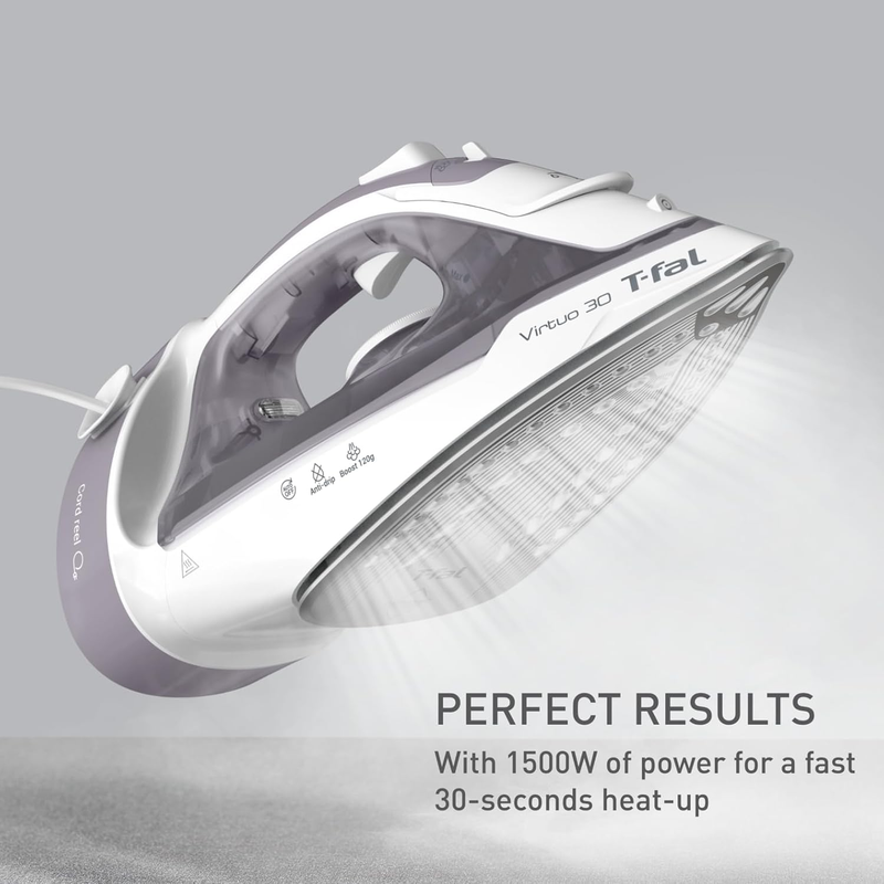 T-fal Virtuo FV2C80U0, Steam Iron, 1500 W, Retractable Cord Reel System, Ceramic