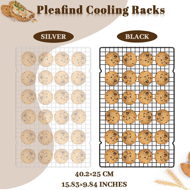 Black Cooling Rack Set of 3 Pieces, 15.83 x 9.8 Inches Heavy Duty Wire Rack with
