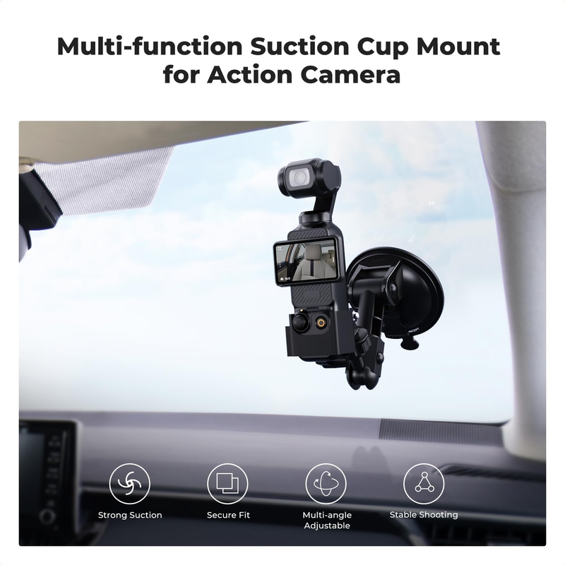 Suction Cup Mount for DJI Osmo Pocket 3, Car Windshield Window Dash Mount Holder
