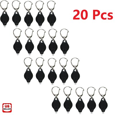 20 Pcs Mini LED Keychain Flashlight Key Ring Light Bright Torch Outdoor Hiking