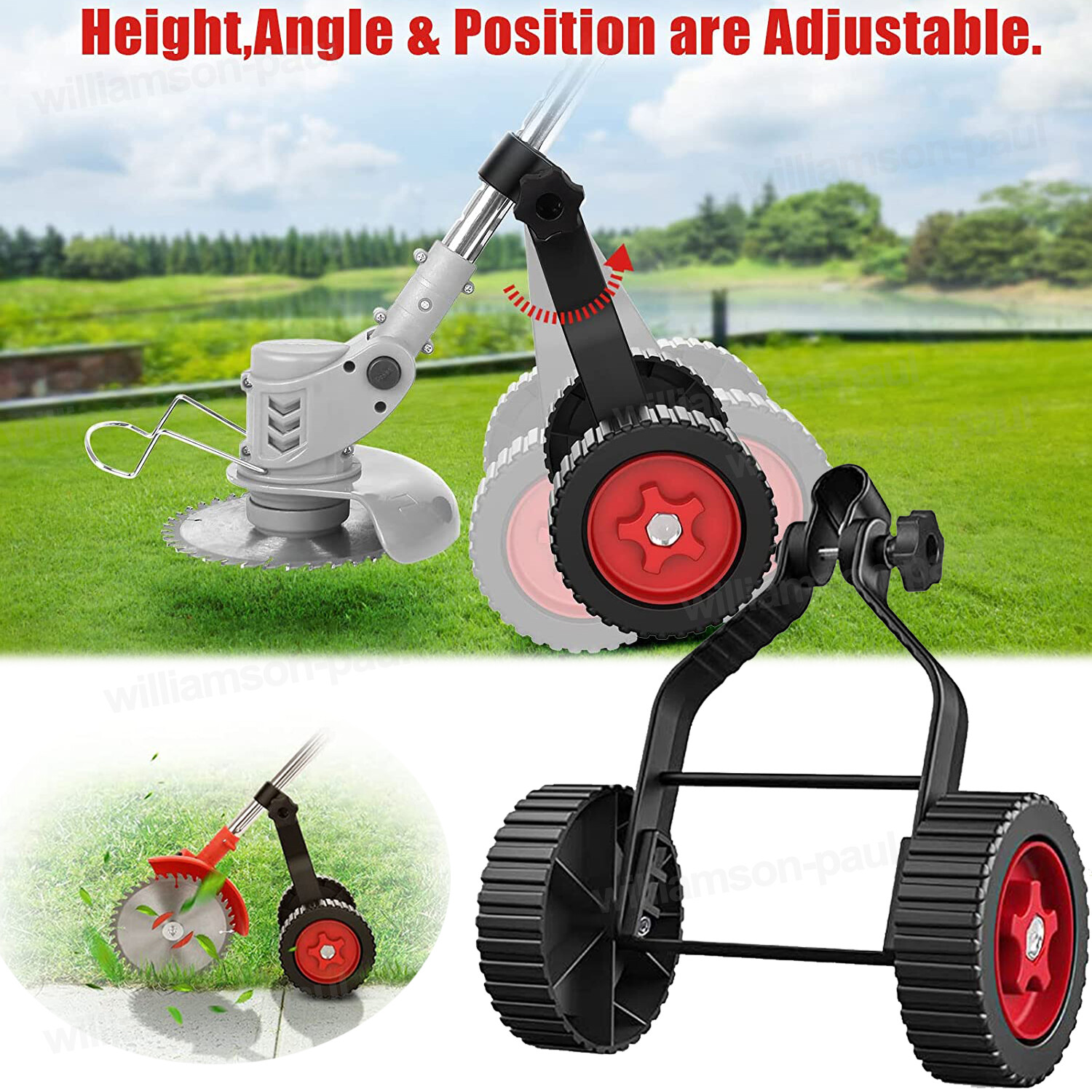 Universal Grass String Trimmer Lawn Mower Eater Weed Cutter Adjustable Wheel Set