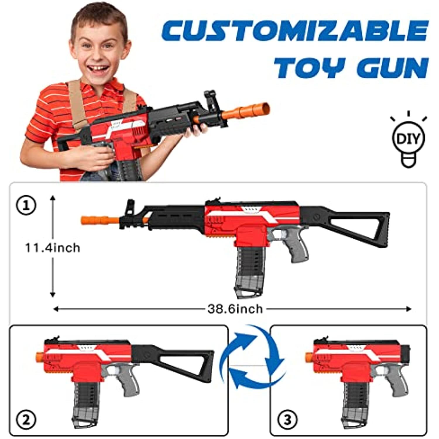 Toy Gun for Nerf Gun Darts, Automatic Toy Foam Blasters & Guns with 3 ...
