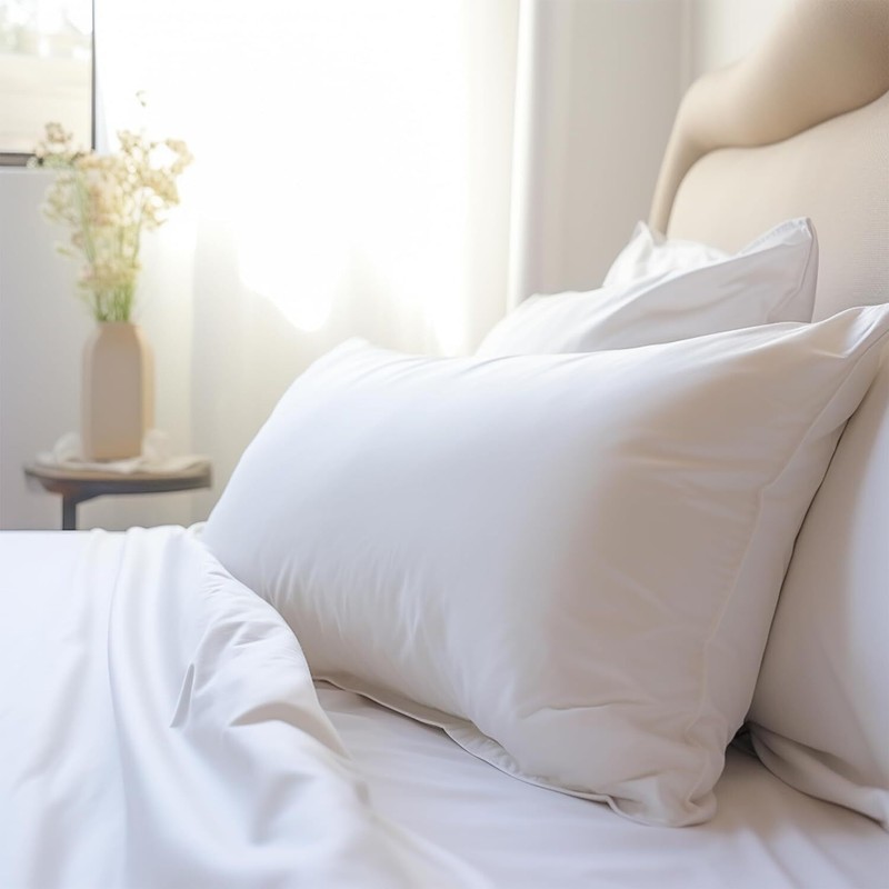 Feather Pillows Standard Size Set of 2 Bed Pillow Medium Firm, 20X26 Inch White
