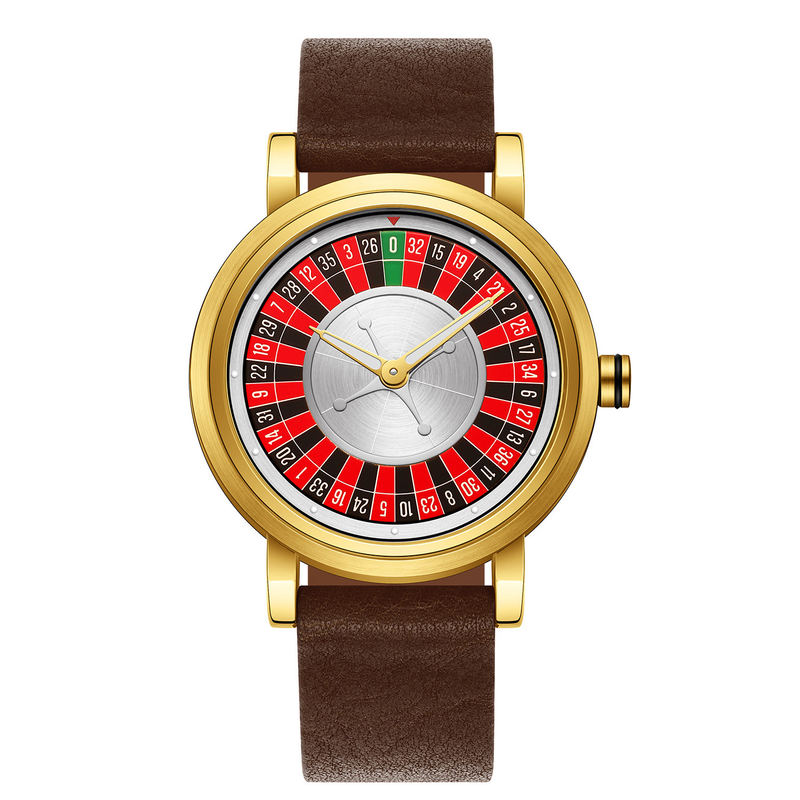 Roulette Wheel Wristwatch Unique Casino Design Leather Strap Collector’s Gift