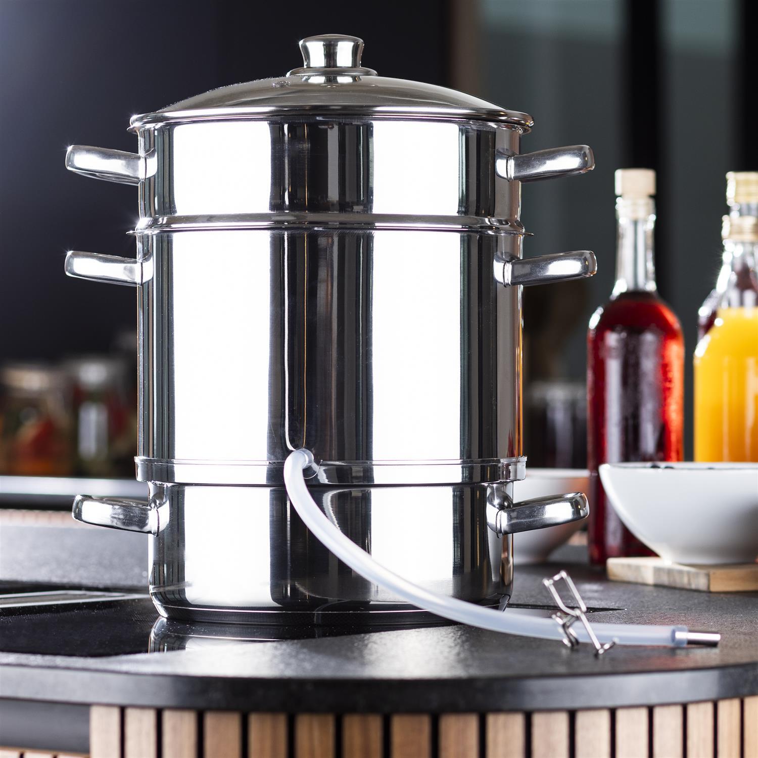 Entsafter aus Edelstahl  (Maße ca. Ø 22cm, Volumen ca. 6 ltr)