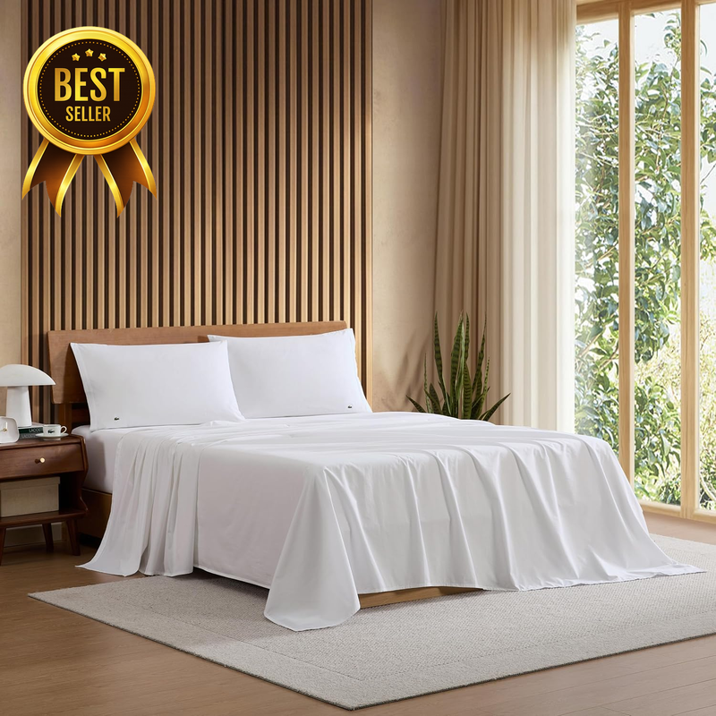 4-Piece Queen Lacoste 100% Cotton Percale Sheet-Set
