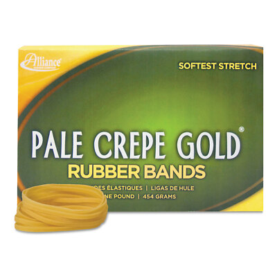 Alliance Pale Crepe Gold Rubber Bands Sz. 33 3-1/2 x 1/8 1lb Box 20335