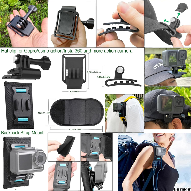 Accessory Kit for Gopro 13/12/11/10/9/Osmo Action 5 pro/4/3/Insta 360 X5/X4/X3 a