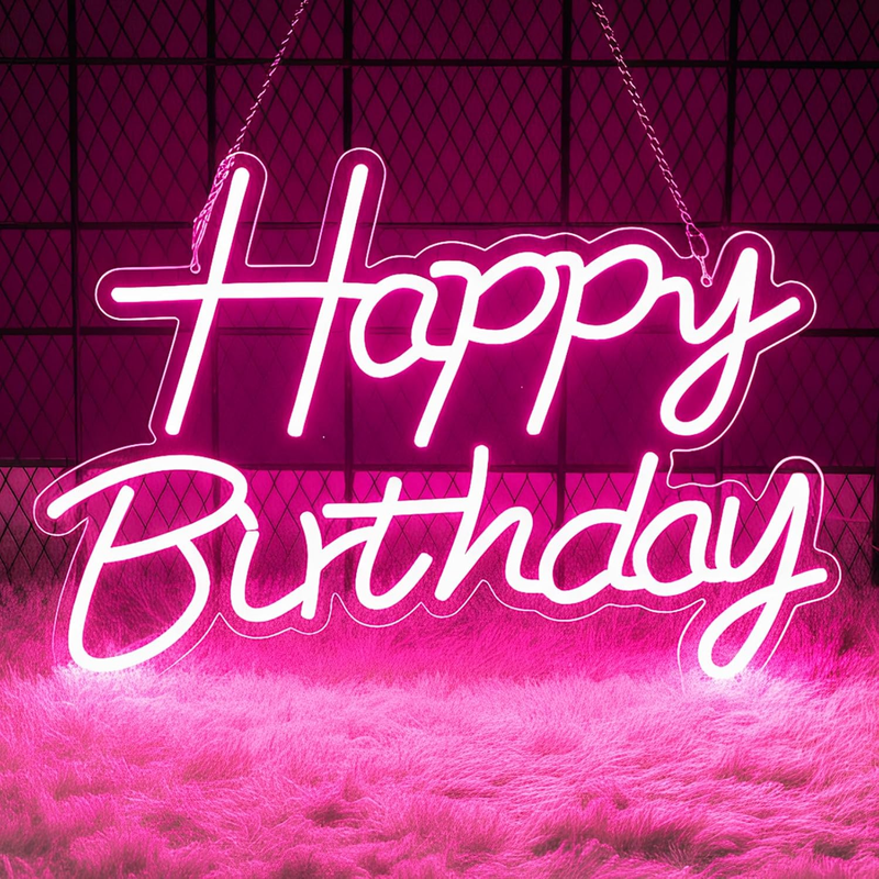 Happy Birthday Neon Sign for Backdrop, LED Happy Birthday Light up Sign, USB Pow
