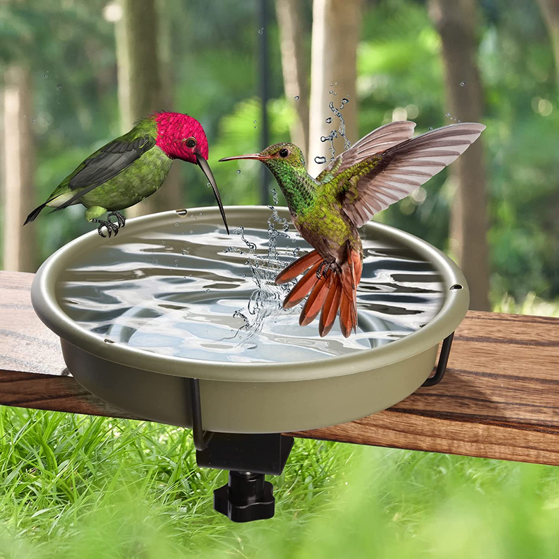 10 In.Deck Mounted & Hanged Dual Use Bird Bath Bowl Spa with Sturdy Steel Clamp