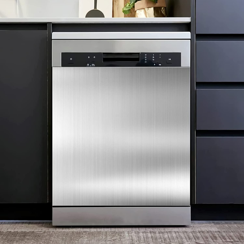 Brushed Stainless Steel Dishwasher Magnet Cover - Kitchen De