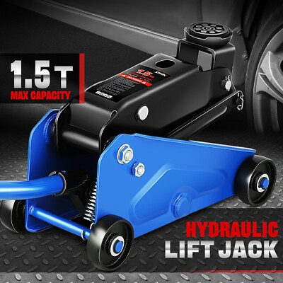 1.5 Ton/3000 lbs Blue Steel Low Profile Hydraulic Trolley Service/Floor Jack