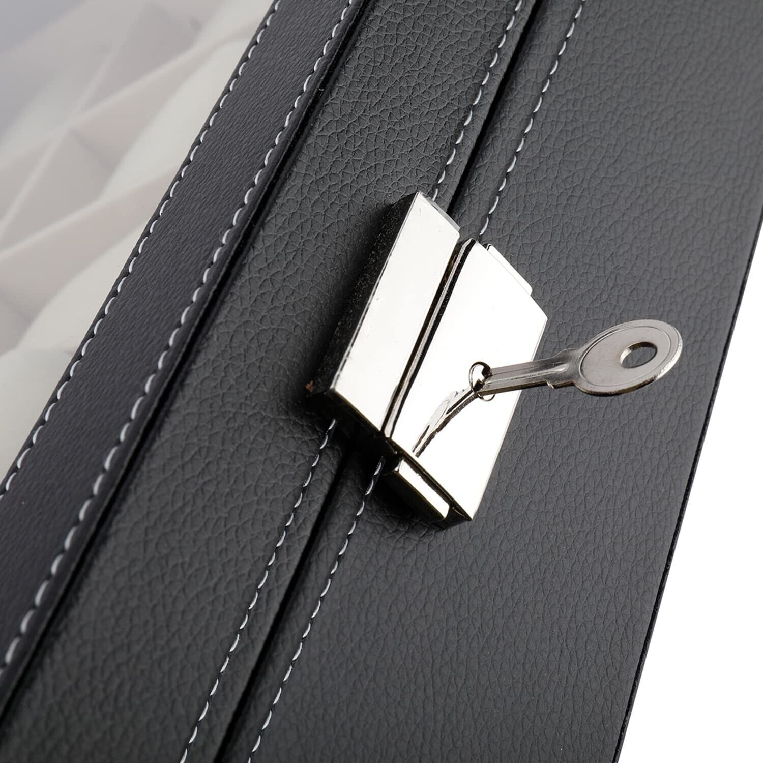 24 Slots Watch Box PU Leather Watch Case Organizer Watch Display Case Lockable