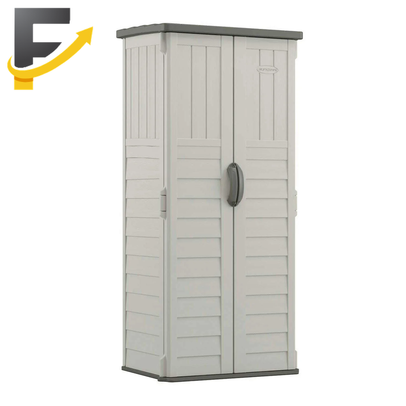 22 Cu. Ft. Weather-Resistant Resin Vertical Outdoor Storage Shed Light Taupe