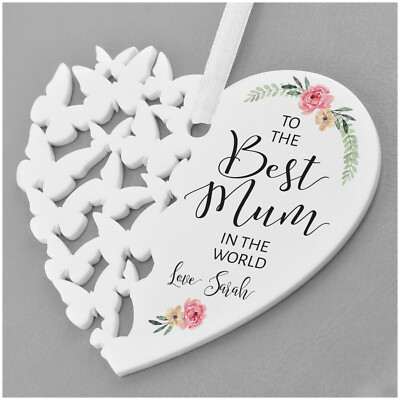 PERSONALISED Best Mum In The World Birthday Heart Gifts for Mummy Nanny Nanna