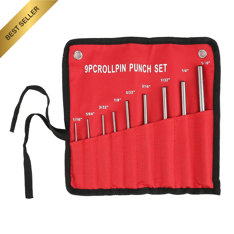 Professional 9PCS Roll Pin Punch Set,Long Lasting Steel Mechanics Tool Kit with