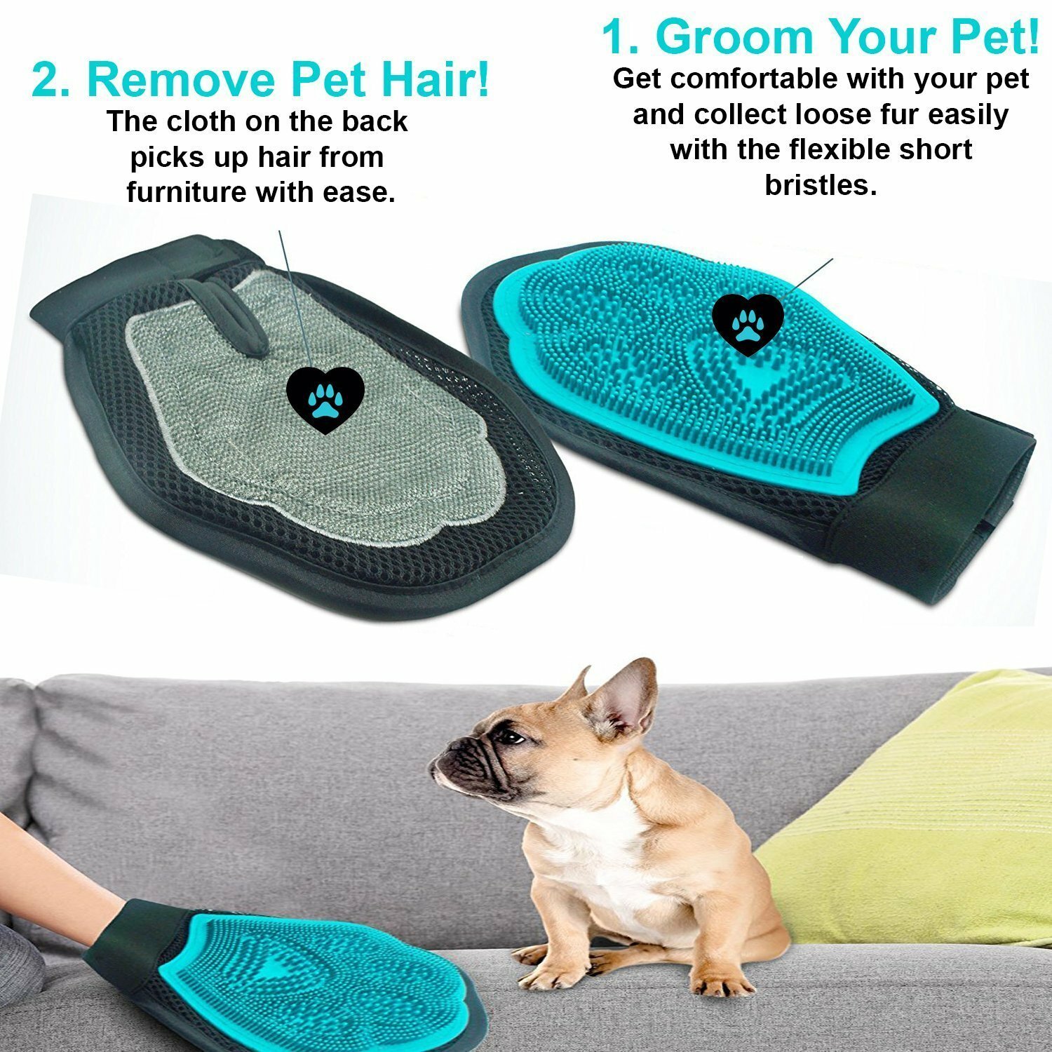 Pet Grooming Brush Gloves Shedding Dogs and Cats Massage Hair Removal Deshedding