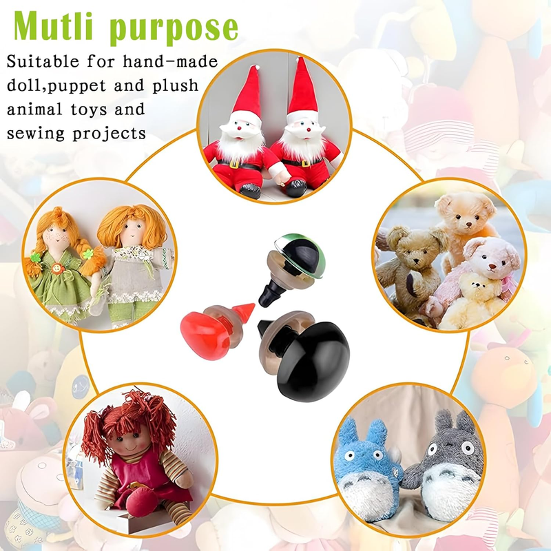 1240 Pcs Safety Eyes, Colorful Crochet Eyes and Noses with Washers for Amigurumi