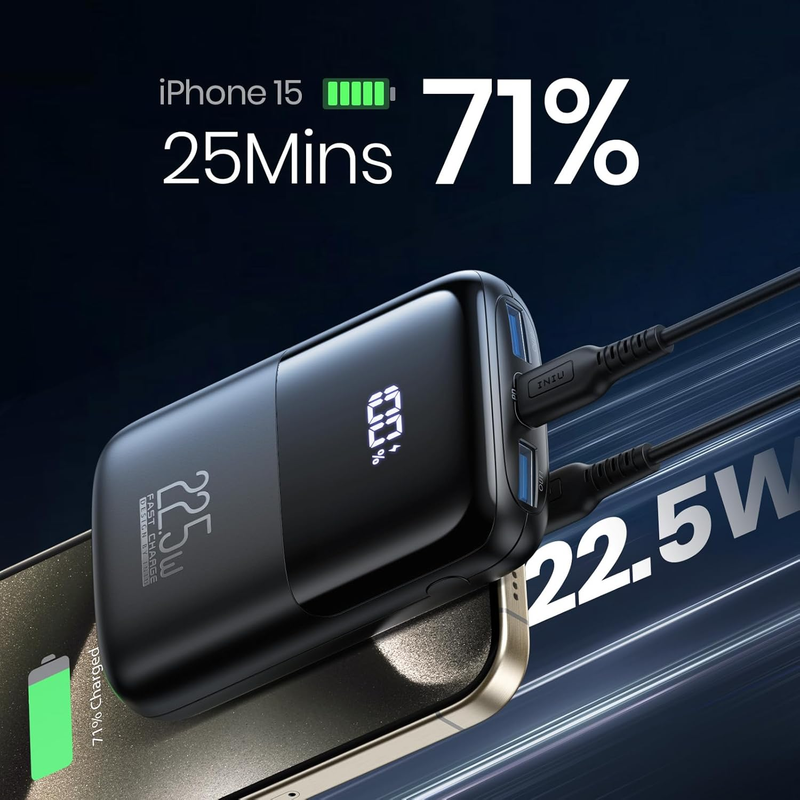 Power Bank, Smallest 22.5W 10000mAh Portable Charger, USB C in&Out Fast Charging