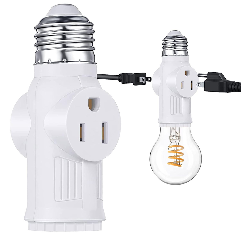 Light Bulb Outlet Socket Plug Adapter E26/E27 Light To 2 3 Prong Socket Splitter
