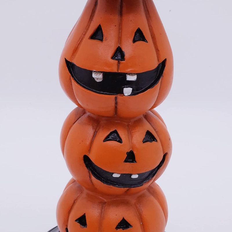 Halloween Pumpkin Candle Holder for Fireplace Halloween Decor, 9.5 Inch Tall Pol