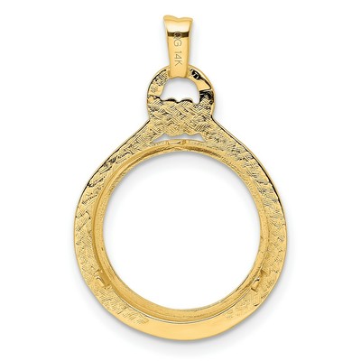 Pre-owned Jewelry Stores Network 1980-now 1/10 oz Krugerrand Prong Set Loop & Knot Coin Bezel In 14k Gold