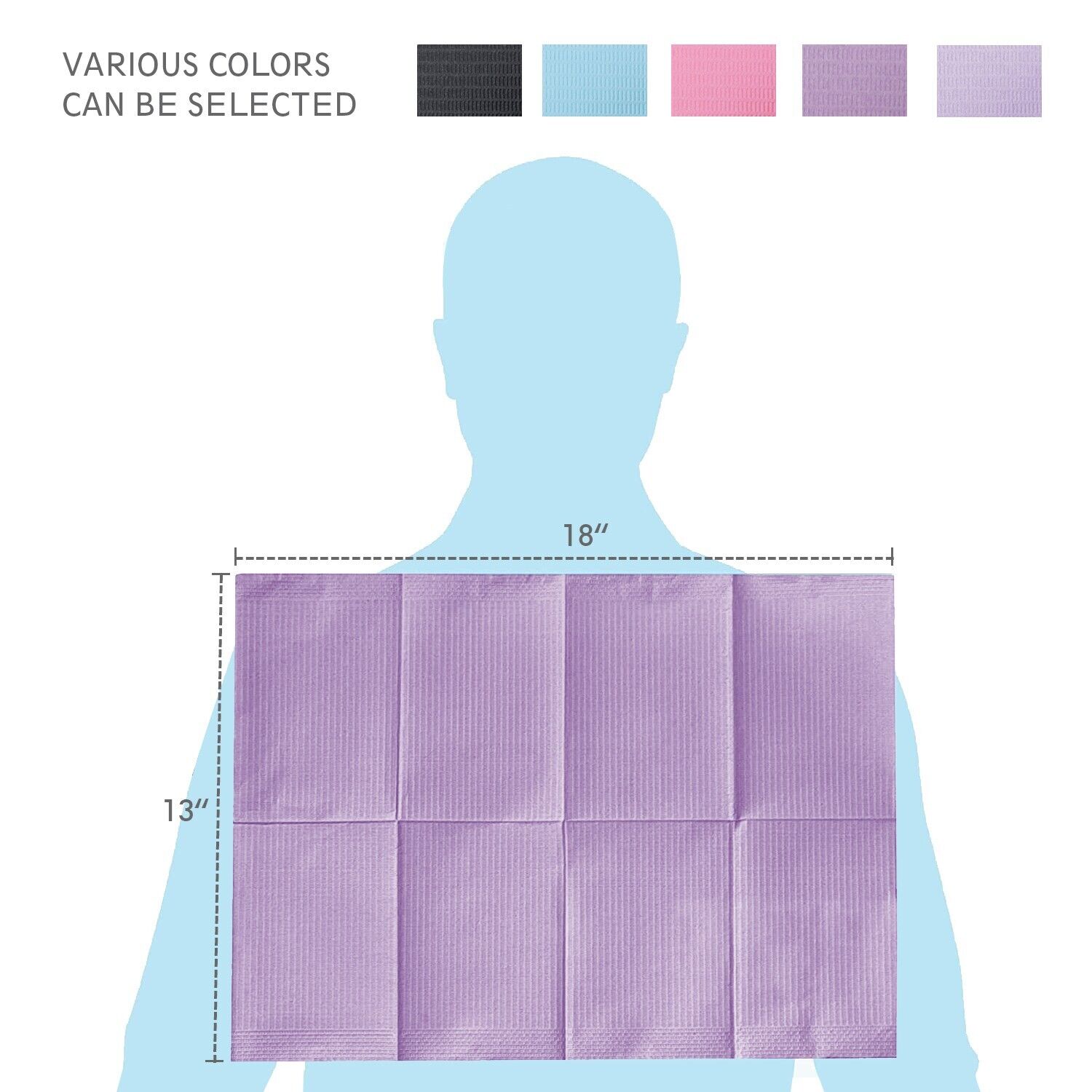 OneMed 250 Pack Purple Dental Patient Bibs 2+1 Ply Medical Tattoo Towels-13