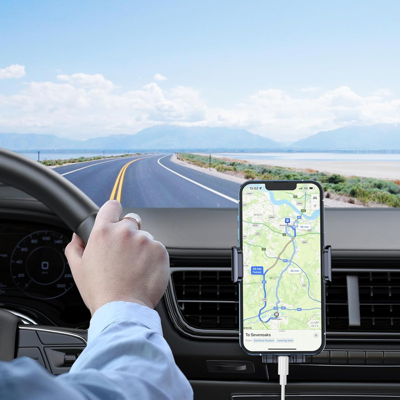 Phone Holder Car, Air Vent Car Phone Mount with Upgraded Ultra Stable Hook Clip,