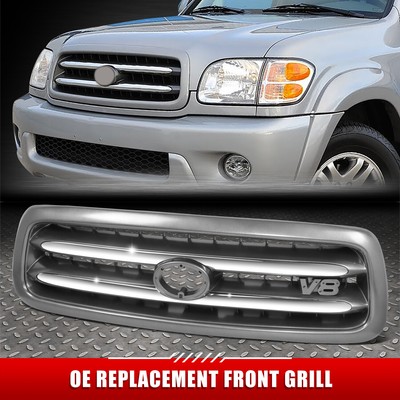 Для 01-04 Toyota Sequoia SR5 Темно-серая передняя решетка в стиле OE с хромированным молдингом