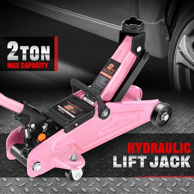 Обслуживание низкопрофильной гидравлической тележки весом 2 тонны из сверхпрочной стали/Напольный домкрат розового цвета