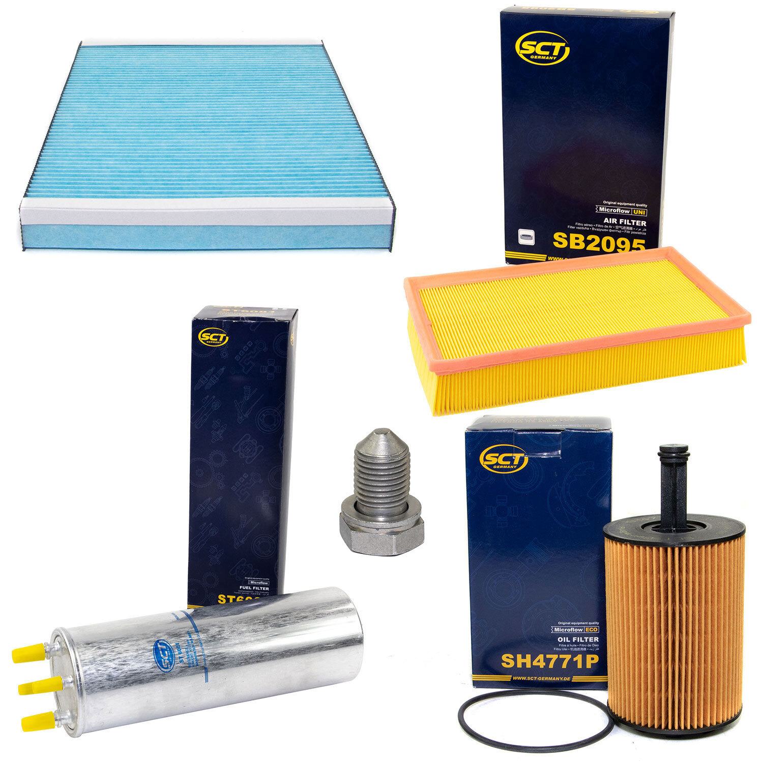 Filter Set Kraftstoff-ÖL-Luft-Innenraum + Schraube für VW Multivan V Transporter