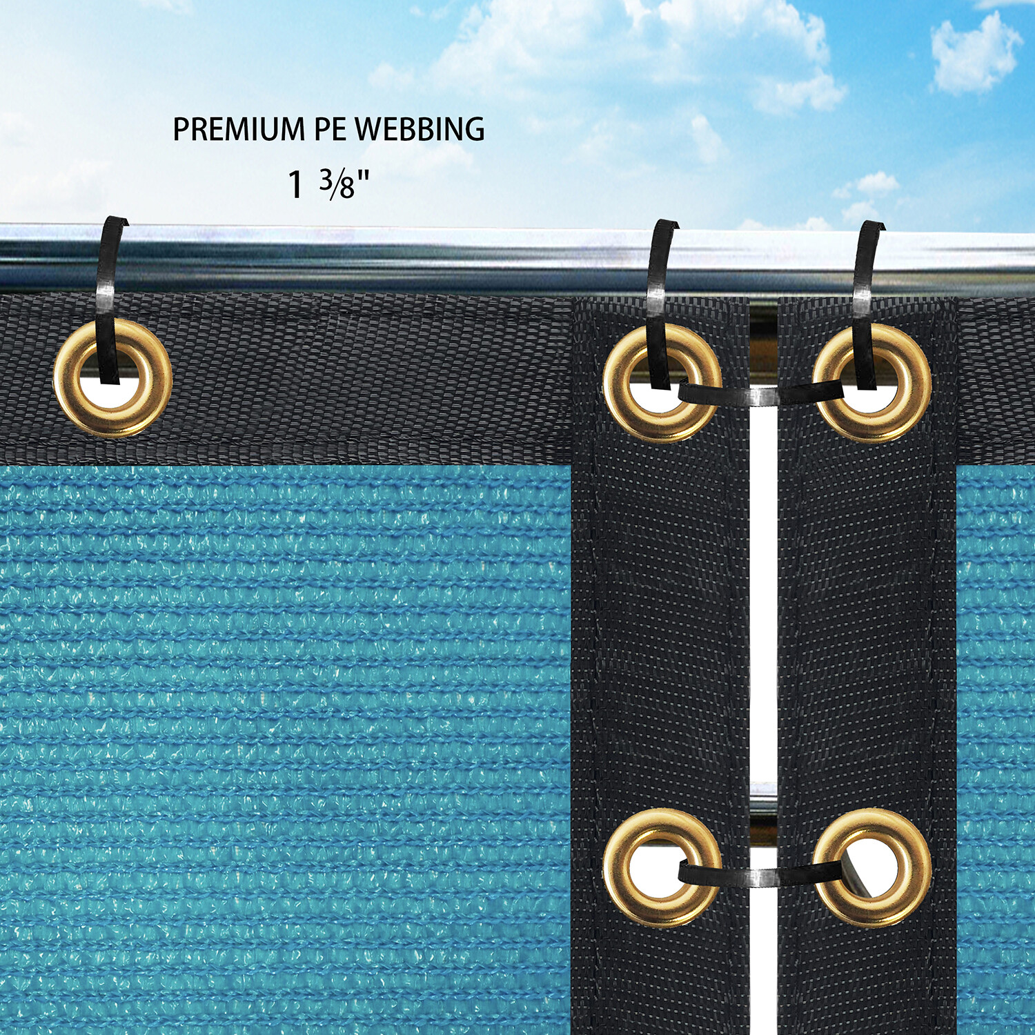 Houssity 3 FT  Turquoise Chain Link Fence Privacy Screen Balcony Deck Railing