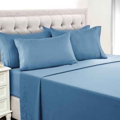 Lux Decor Collection Bed Sheets - 6 Pc Queen Size Sheets - 1800 Thread Count