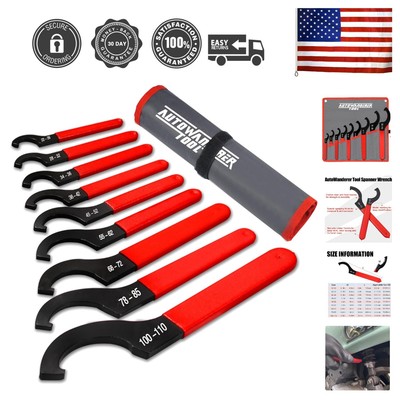 9Pcs Coilover Spanner Wrench Set, Adjustable Shock Wrench Universal Carbon St...