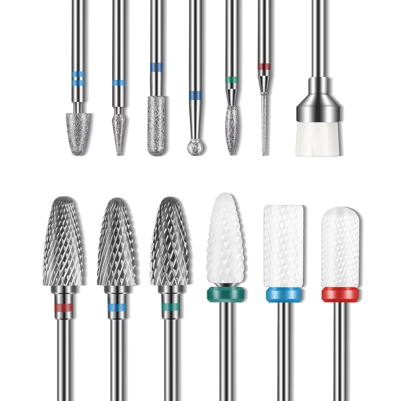 13PC Nail Drill Bits Set, Drill Bits for Nails, 3Pcs Tungsten Carbide Drill Bits