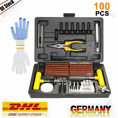 AUTOREIFEN KFZ PKW REIFEN REPARATUR SATZ PANNENSET FLICKZEUG FLICKEN 100-TLG √