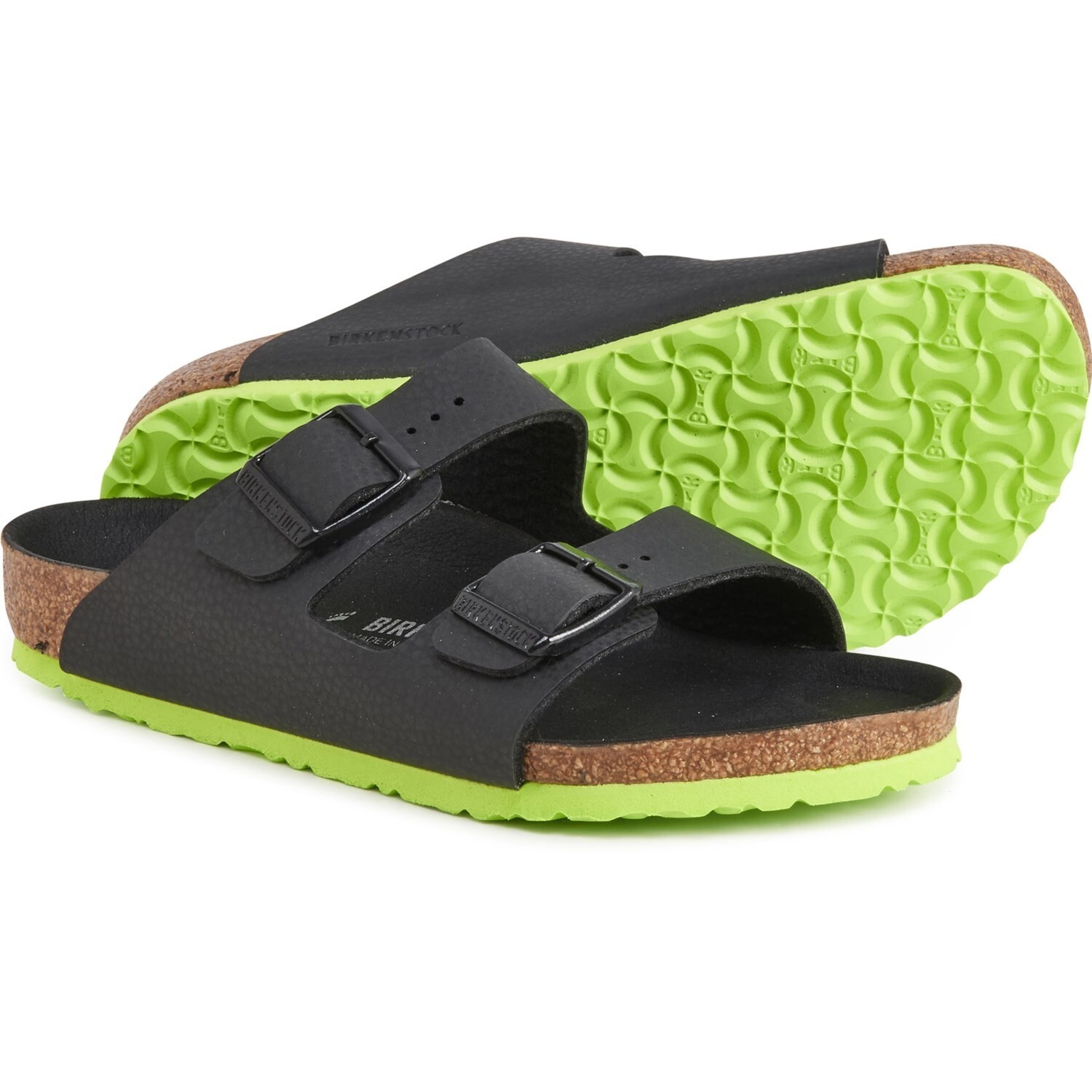 

Birkenstock Размеры для мальчиков Сделано в Германии Сандалии Arizona Birko-flor New, Desert soil black lime, Arizona