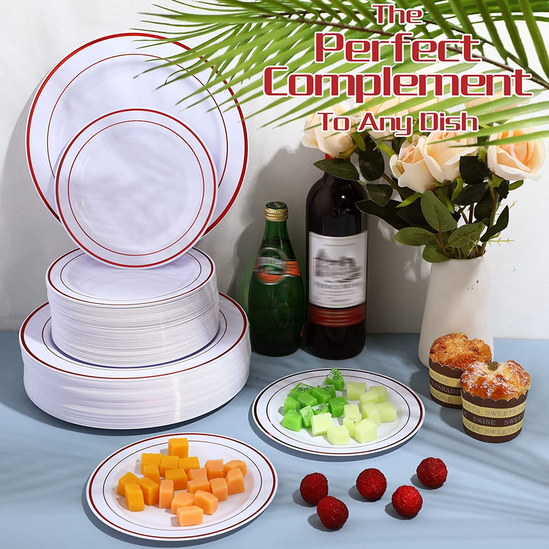 50 Pcs Plastic Plates Disposable Dinnerware Set 25 Guests Heavy Duty Disposable