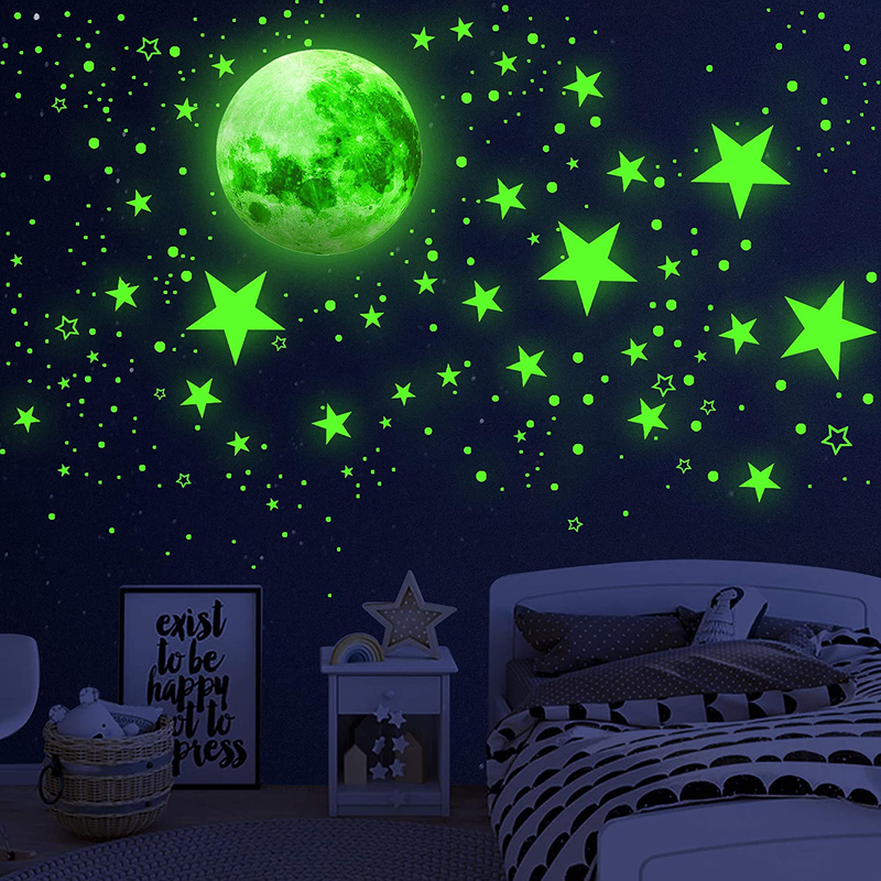 205 Glow In The Dark Stars & Moon For Ceiling - Safe & Removable Night Sky Kit For Kids Bedroom