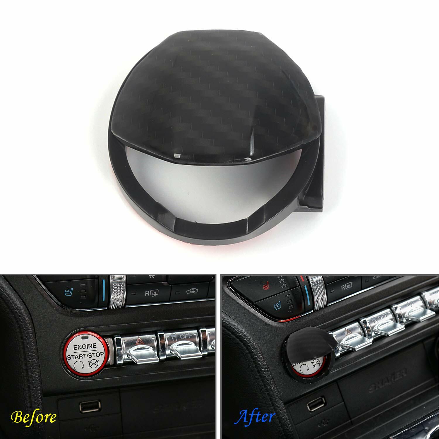 Carbon Fiber Engine Start Stop Button Switch Cover Trim For Ford Mustang 2015+