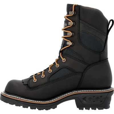 GEORGIA GEORGIA MENS LTX LOGGER WP BLACK LEATHER WORK BOOTS