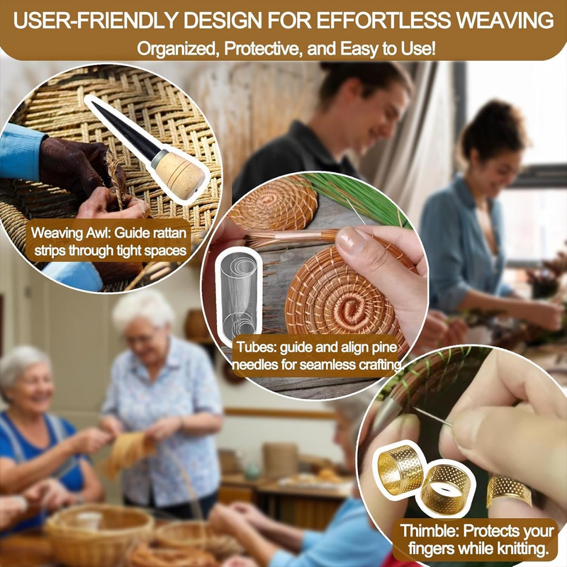 Upgrade 27 Pcs Basket Weaving Supplies, Basket Weaving Kits with User-Friendly D
