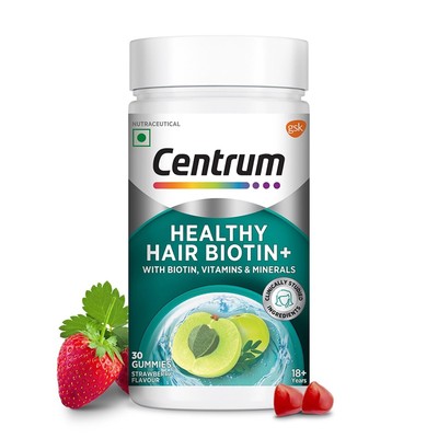 Centrum Healthy Hair Biotin+, 30 Gummies for Men & Women