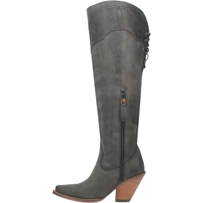 Pre-owned Dingo Womens Sky High Black Leather Fashion Boots