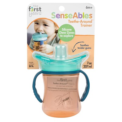 The First Years SenseAbles Teethe-Around Sensory Trainer Cup, 7 oz, Orange
