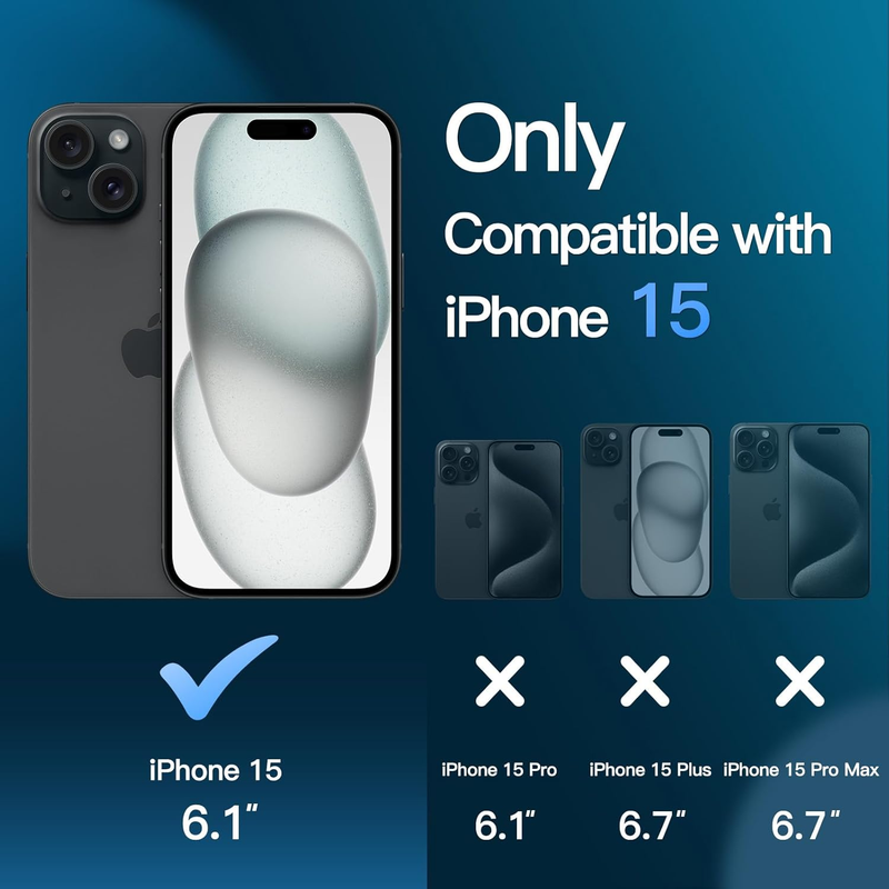 3 in 1 Magnetic Case for iPhone 15 6.1-Inch with 2 Pack Tempered Glass Screen Pr