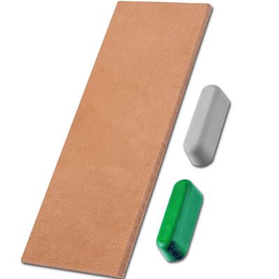 Knife Sharpening Leather Strop with Polishing Compound  Double Sided  3x8 Inch