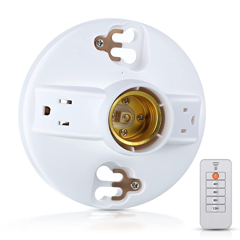Remote Control Light Bulb Fixture Socket with Timer, PBT Plastic Ceiling Lamp Ho