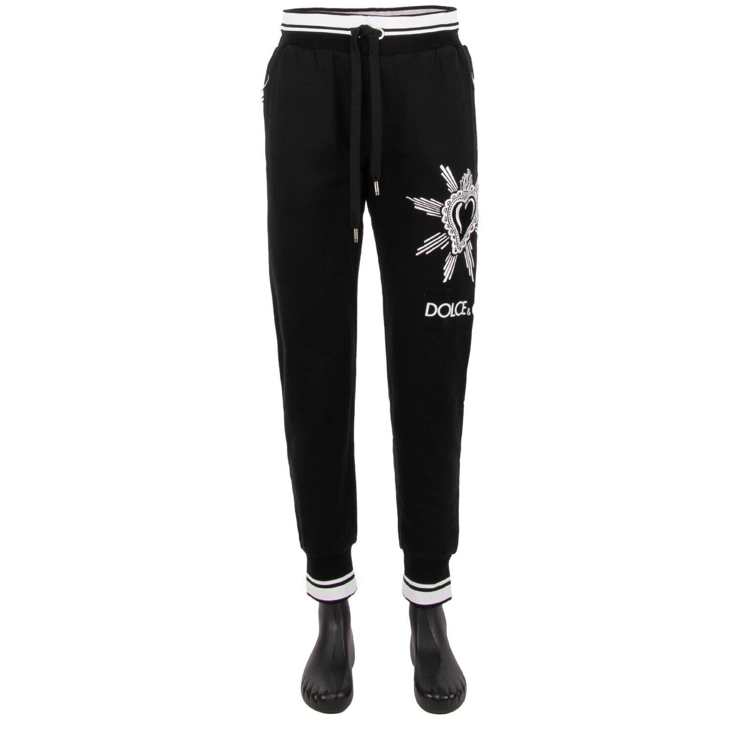 DOLCE & GABBANA Cotton Track Jogging Pants with Sacred Heart DOLCE & GABBANA Cotton Track Jogging Pants with Sacred Heart
